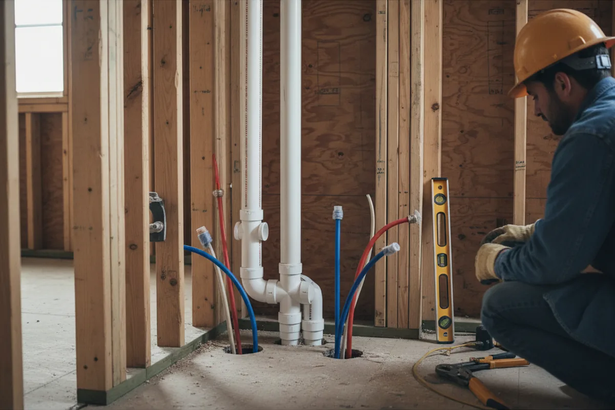 Drain and supply rough-in during Drain Cleaning in Riverdale